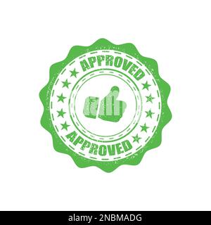Approved green rubber stamp with grunge in a flat design Stock Vector