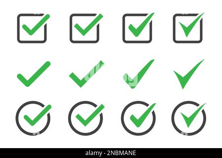 Set of check mark icon on a white background Stock Vector