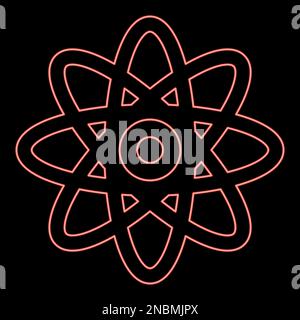 Neon atom molecular sign red color vector illustration image flat style light Stock Vector