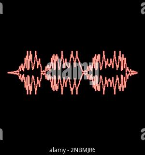 Neon sound wave audio digital equalizer technology oscillating music red color vector illustration image flat style light Stock Vector