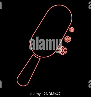Neon chocolate ice on stick Eskimo confection red color vector illustration image flat style light Stock Vector