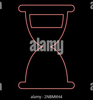 Neon hourglass sand clock antique red color vector illustration image flat style light Stock Vector