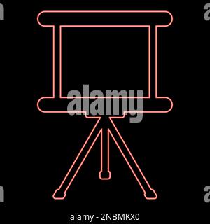 Neon board for presentations business screen billboard projector roller red color vector illustration image flat style light Stock Vector