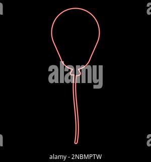 Neon balloon Airball with string rope inflatable helium red color vector illustration image flat style light Stock Vector
