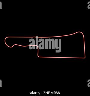 Neon meat knife Cleaver kitchen red color vector illustration image flat style light Stock Vector