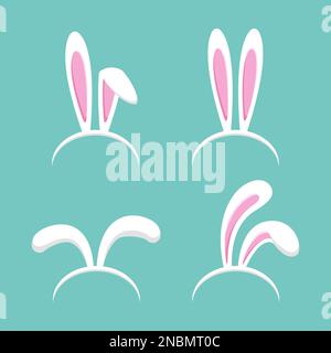 Set of Easter bunny ears mask in a flat design Stock Vector