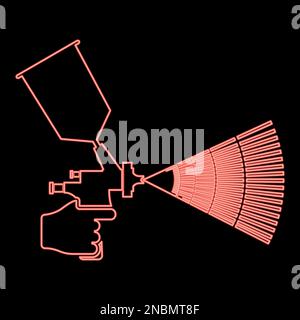 Neon painting tool in hand red color vector illustration image flat style light Stock Vector
