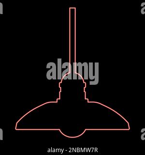 Neon chandelier Plafond hanging lamp red color vector illustration image flat style light Stock Vector