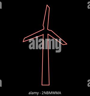 Neon wind generator red color vector illustration image flat style light Stock Vector