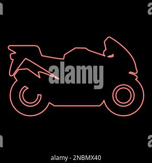 Neon motorbike silhouette motorcycle sport bike red color vector illustration image flat style light Stock Vector