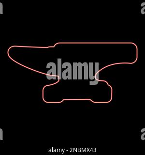 Neon anvil red color vector illustration image flat style light Stock Vector