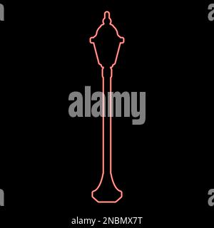 Neon street lamp lantern red color vector illustration image flat style light Stock Vector
