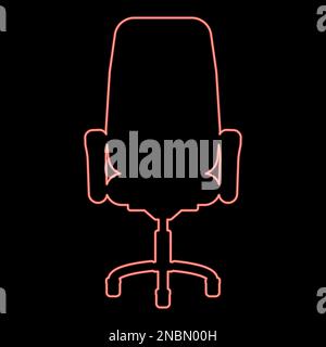 Neon office chair recliner red color vector illustration image flat style light Stock Vector