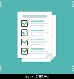 Checklist document in a flat design with shadow Stock Vector