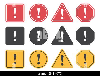 Set of attention icons in a flat design Stock Vector