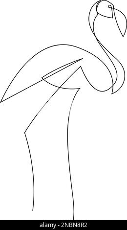 Flamingo one line drawing. Decorative element. in trendy outline style ...