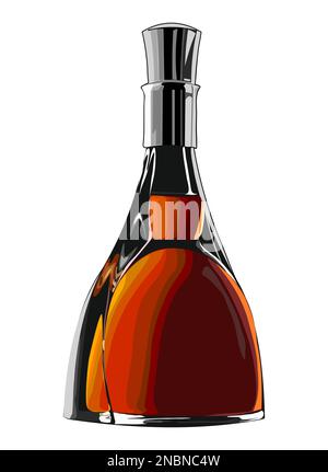 Liquor bottle for bar menu isolated on white. Stock Vector