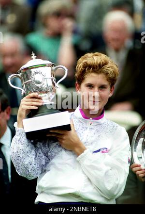 French Open Tennis Championships 1991, Roland Garros Club, Paris, France Monica Seles Ladies Champion  Photo by Tony Henshaw Stock Photo