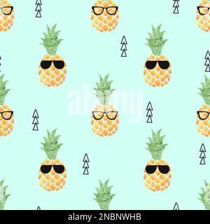 Cute pineapple seamless pattern. Vector summer background. Stock Vector