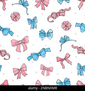 Seamless pattern with pink bows, ribbons and dots.Stock  illustration.Festive background for packaging,design Stock Vector Image &  Art - Alamy