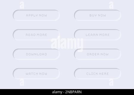 Minimalistic web buttons collection in gray with shadow Stock Vector
