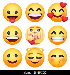 Set of Facebook emoji on a white background Stock Vector