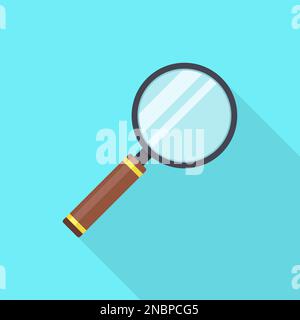 Magnifying glass in a flat design with long shadow Stock Vector