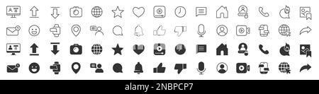 Social networks excellent icons collection in two different styles Stock Vector