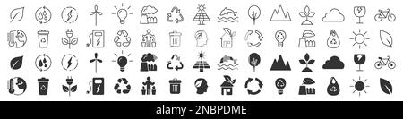 Environment and eco excellent icons collection in two different styles Stock Vector
