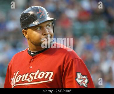 Houston Astros' Carlos Lee looks at Colorado Rockies relief pitcher Manuel  Corpas after Corpas hit Lee with a pitch in the ninth inning of the Astros'  4-1 victory in a baseball game