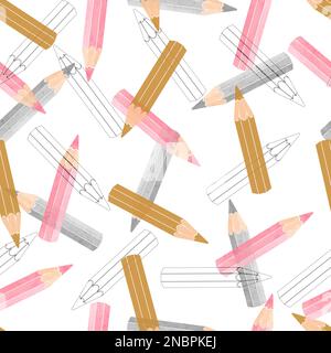 Vector seamless watercolor pencils pattern. Stock Vector