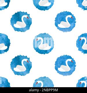 Beautiful white swans pattern. Polka dot vector background. Stock Vector