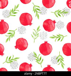 Pomegranate pattern. Seamless vector fruit background. Stock Vector