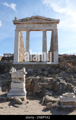 Ancient temple of Isis on Delos Island. One of the most important mythological, historical and archaeological sites in Greece. Stock Photo