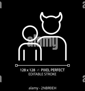 Persona pixel perfect white linear icon for dark theme Stock Vector ...