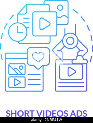 Short videos ads blue gradient concept icon Stock Vector