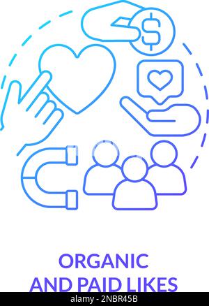 Organic and paid likes blue gradient concept icon Stock Vector