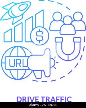 Drive traffic blue gradient concept icon Stock Vector