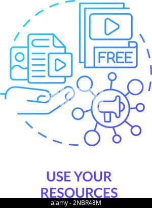 Use your resources blue gradient concept icon Stock Vector