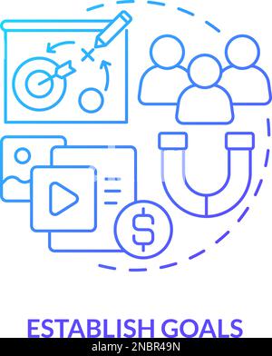 Establish goals blue gradient concept icon Stock Vector
