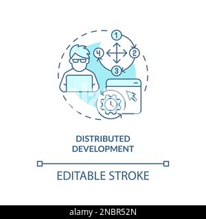 Distributed development turquoise concept icon Stock Vector