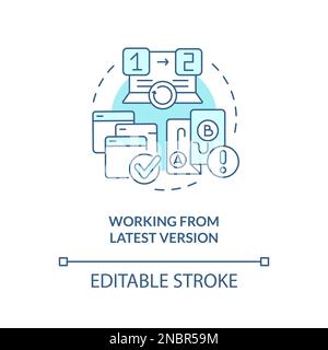 Working from latest version turquoise concept icon Stock Vector