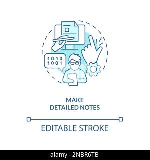 Make detailed notes turquoise concept icon Stock Vector