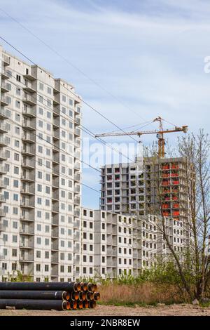 Sip On High Rise Building Construction of new and modern modular house. Walls made from composite ...
