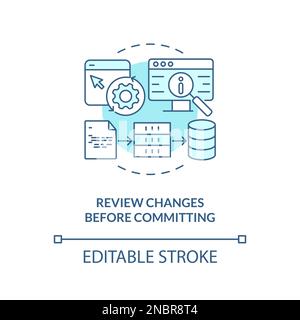Review changes before committing turquoise concept icon Stock Vector