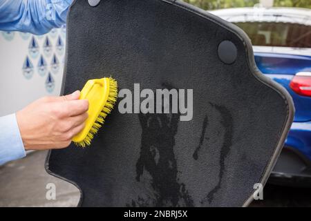 Dirty Car Floor Mats Of Black Rubber Under Passenger Seat In The Workshop  For The Detailing Vehicle Before Dry Cleaning Auto Service Industry  Interior Of Sedan Stock Photo - Download Image Now 