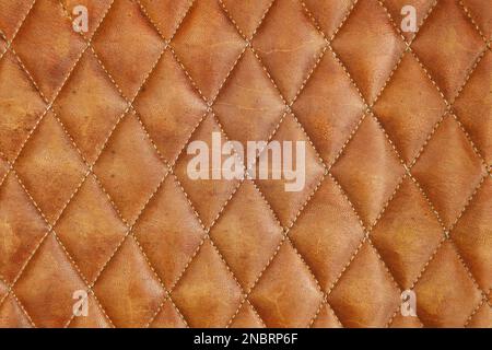 Leather brown sofa background with checkerboard pattern Stock Photo