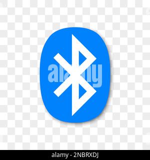 Bluetooth icon with shadow on a transparent background Stock Vector