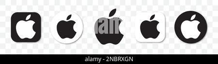 Set of Apple logos on a transparent background Stock Vector