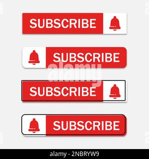 Subscribe button icon set in a flat design Stock Vector